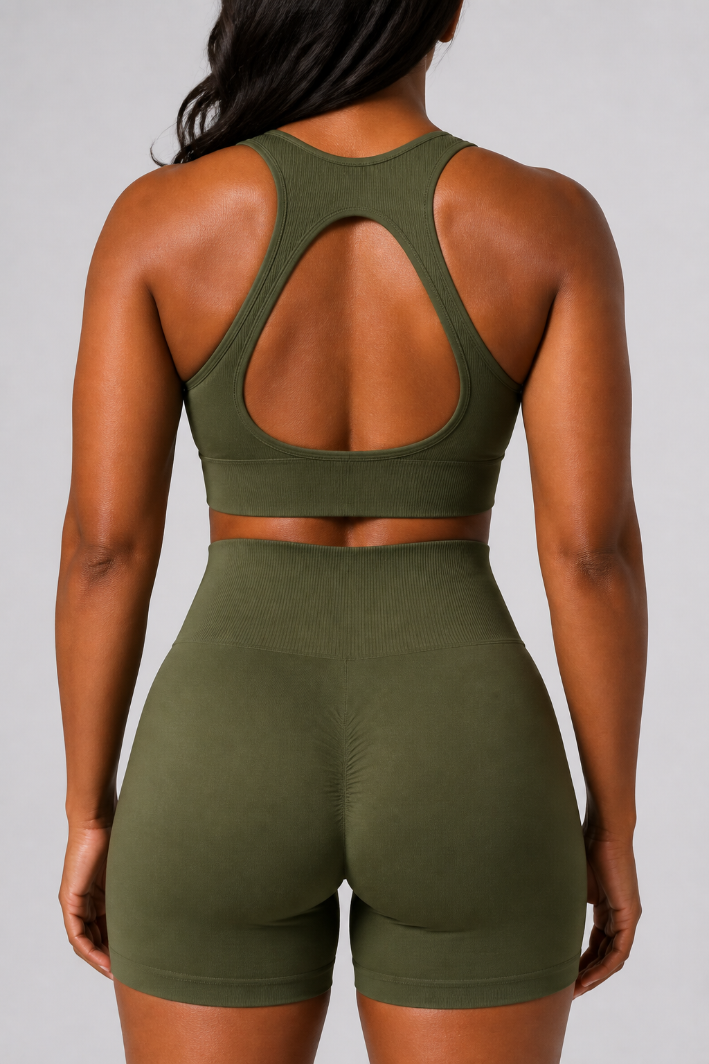 Form Open-Back Lift Bra - Olive - rear closeup