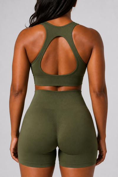 Form Open-Back Lift Bra - Olive - rear closeup