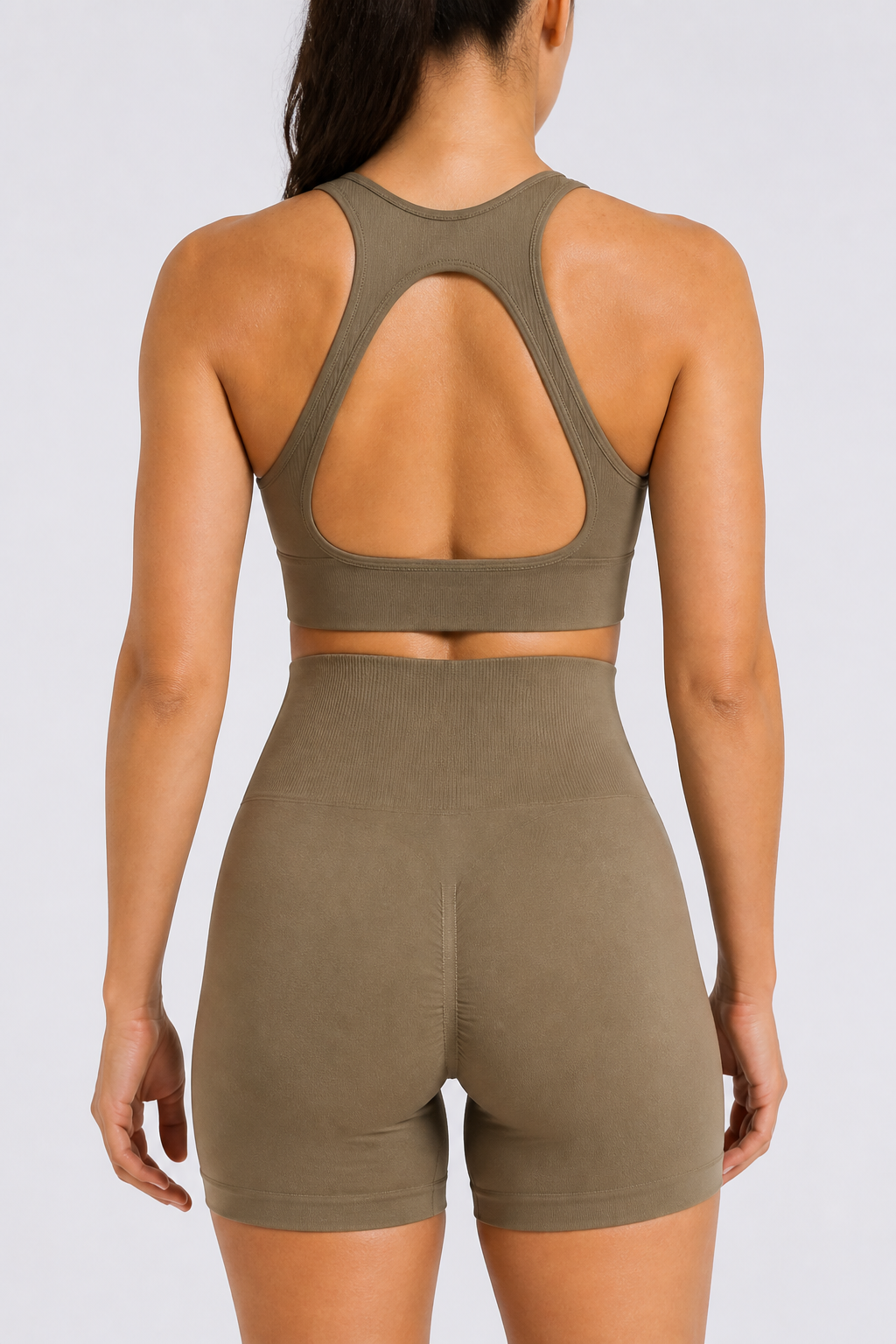 Form Open-Back Lift Bra - Tea Brown - rear closeup | color:tea brown