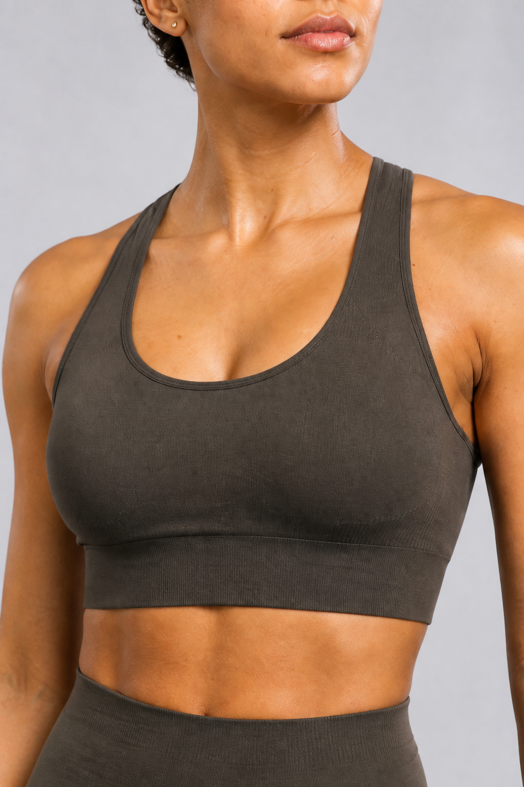 Form Open-Back Lift Bra - Walnut Brown - front closeup