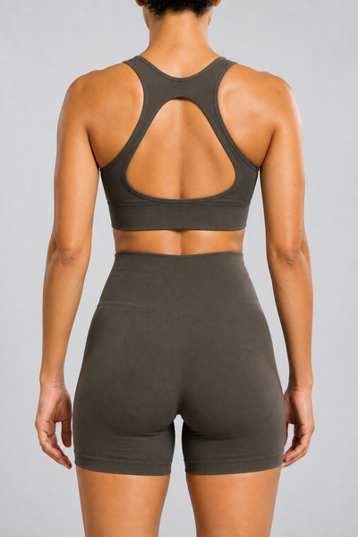 Form Open-Back Lift Bra - Walnut Brown - rear closeup